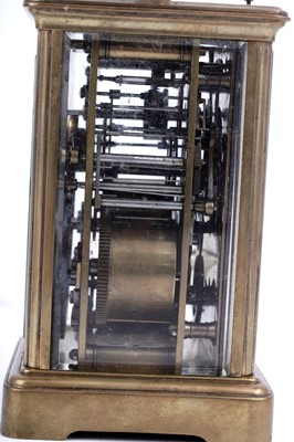 Lot 458 - A French brass petit sonnerie carriage clock, c.1900