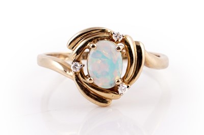 Lot 433 - A Gilson opal and diamond ring