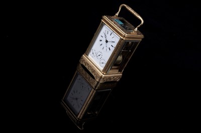 Lot 459 - Mid-19th Century French gilt brass striking and repeating calendar carriage clock, Japy Freres