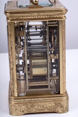 Lot 459 - Mid-19th Century French gilt brass striking and repeating calendar carriage clock, Japy Freres