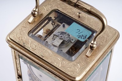 Lot 459 - Mid-19th Century French gilt brass striking and repeating calendar carriage clock, Japy Freres