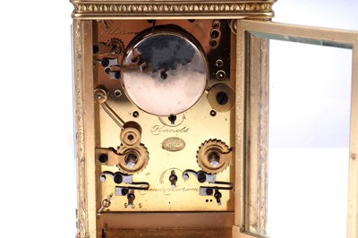 Lot 459 - Mid-19th Century French gilt brass striking and repeating calendar carriage clock, Japy Freres