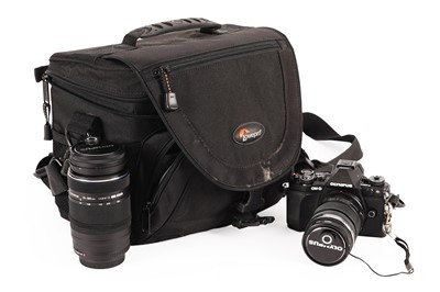 Lot 266 - An Olympus OM-D E-M5 camera outfit and accessories