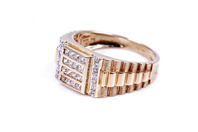 Lot 52 - A contemporary cubic zirconia and 14ct gold signet ring