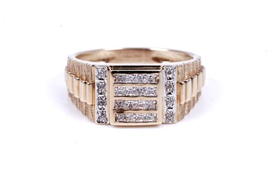 Lot 52 - A contemporary cubic zirconia and 14ct gold signet ring