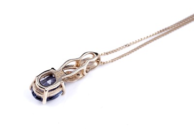 Lot 63 - A sapphire pendant necklace; and a topaz pendant necklace