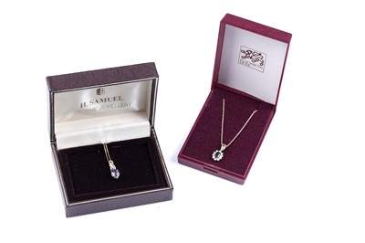 Lot 63 - A sapphire pendant necklace; and a topaz pendant necklace