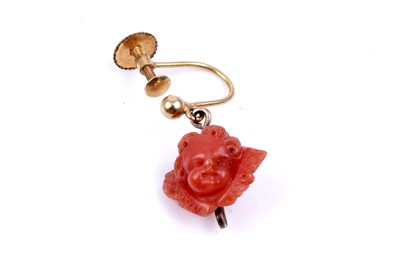 Lot 20 - A 19th Century Romantic Period coral pendant brooch and earring set