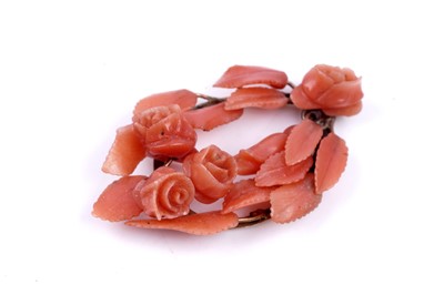 Lot 20 - A 19th Century Romantic Period coral pendant brooch and earring set