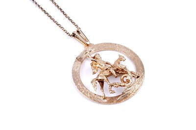 Lot 22 - A 1970s 9ct gold St. George pendant