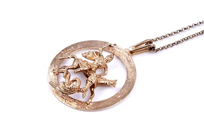 Lot 22 - A 1970s 9ct gold St. George pendant