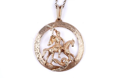 Lot 22 - A 1970s 9ct gold St. George pendant