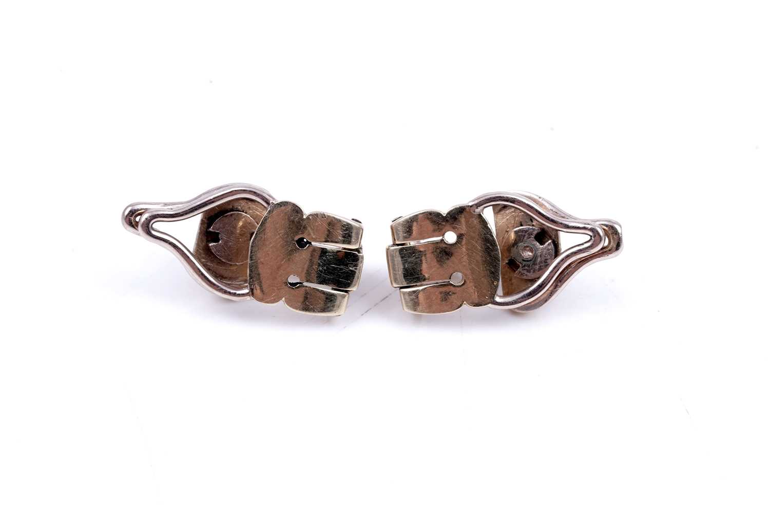 Lot 25 - A pair of yellow metal ear clips for convertible jewellery