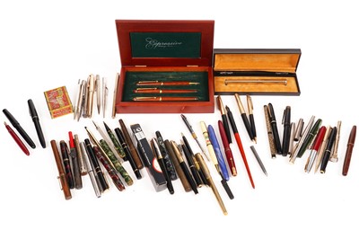 Lot 348 - A collection of fountain pens and pencils