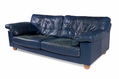 Lot 47 - Michael Tyler Furniture: a contemporary blue leather two-seat sofa