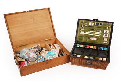 Lot 243 - A J. C. Vickery sewing box; and an oak haberdashery box