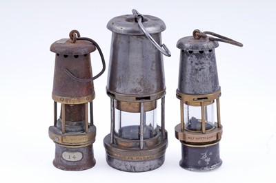 Lot 191 - Two ‘Baby Wolf’ miners' lamps; and a Wolf Type FG lamp