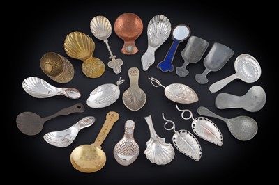 Lot 159 - A group of tea caddy spoons in various non-precious metal