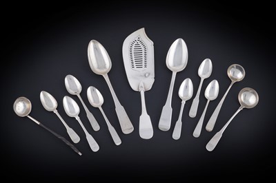 Lot 187 - Dundee: a group of Scottish provincial silver flatware; and a Fiddle fish slice