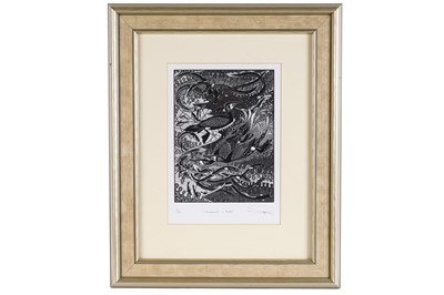 Lot 633 - Colin See Paynton - Cormorants - Eels | wood engraving