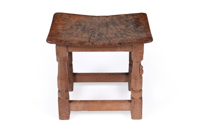 Lot 453 - Robert ‘Mouseman’ Thompson: an oak dish top stool