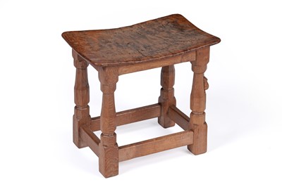 Lot 453 - Robert ‘Mouseman’ Thompson: an oak dish top stool