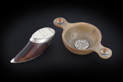 Lot 327 - Inverness: a deer hoof snuff box; and a turned horn quaich