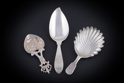 Lot 126 - A George III Scottish provincial silver caddy spoon; and two others