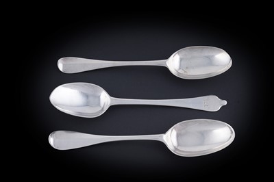 Lot 208 - A Queen Anne Scottish silver tablespoon; and two others