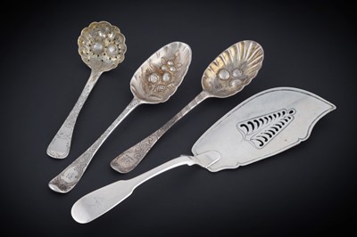 Lot 209 - Two antique Scottish silver tablespoons; and other items
