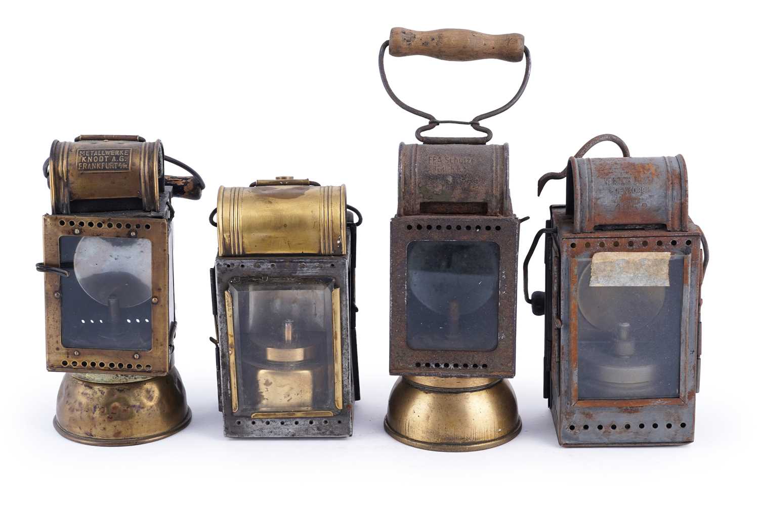 Lot 187 - Four early 20th Century carbide lanterns