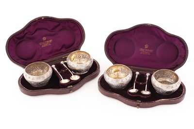 Lot 72 - A set of four Victorian silver salts; and four silver salt spoons