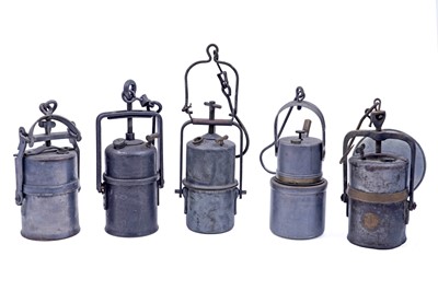 Lot 190 - A collection of nine early 20th Century carbide lamps