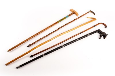 Lot 352 - A collection of walking sticks and canes