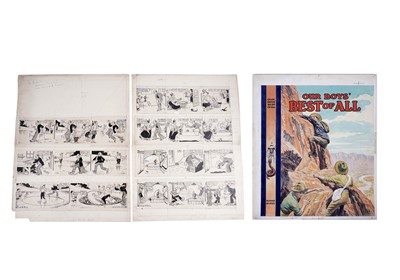 Lot 260 - Original painted artwork for Our Boys’ Best of All Annual; and two pages of artwork from Film Fun Annual