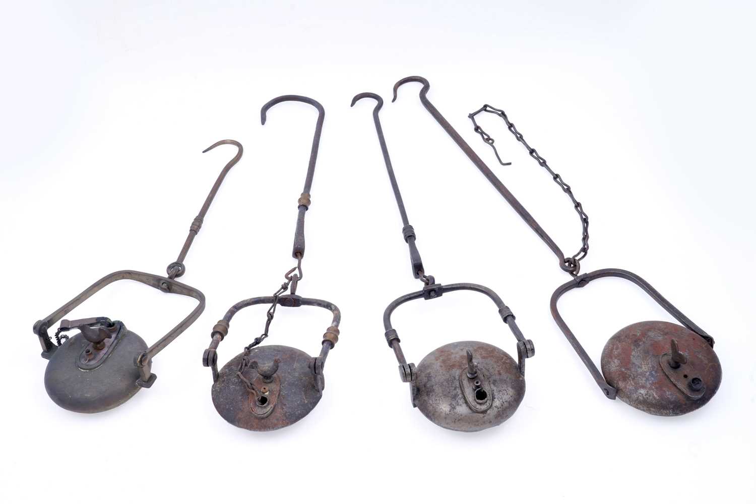 Lot 155 - Four 19th Century style French miner’s lamps
