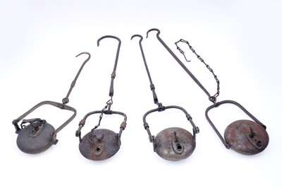Lot 155 - Four 19th Century style French miner’s lamps