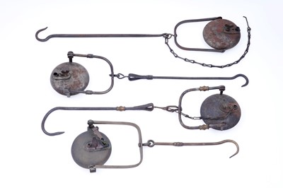 Lot 155 - Four 19th Century style French miner’s lamps