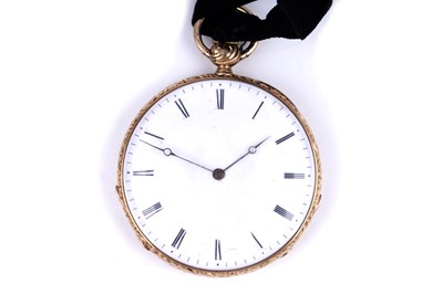 Lot 432 - Attributed to Breguet: a yellow gold cased quarter repeating pocket watch with parachute balance
