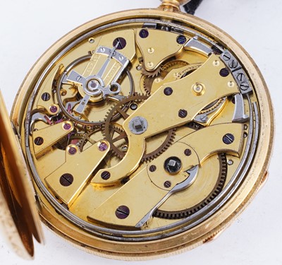 Lot 432 - Attributed to Breguet: a yellow gold cased quarter repeating pocket watch with parachute balance
