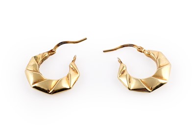 Lot 365 - A pair of modern gold hoop earrings