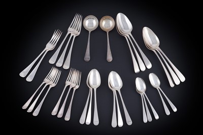 Lot 214 - A William IV silver part service of Old English pattern flatware