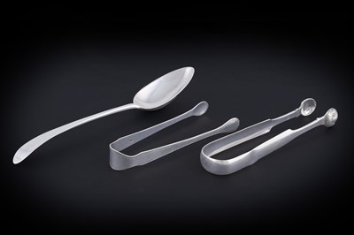 Lot 241 - Perth: a pair of Scottish provincial silver sugar tongs; and other items