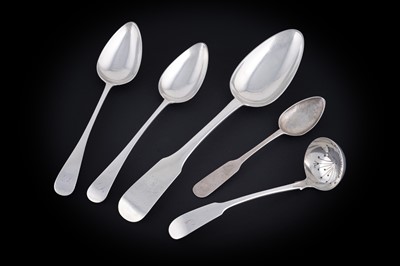 Lot 247 - A pair of Scottish provincial silver dessert spoons; and others