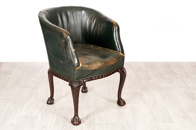 Lot 5 - An early 20th Century mahogany framed tub armchair