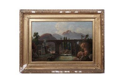 Lot 212 - Italian School - Mountainous landscape with aqueduct | oil