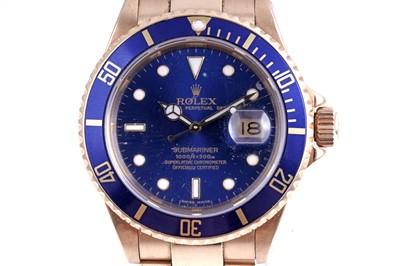 Lot 406 - Rolex Oyster Perpetual Date Submariner: an 18ct yellow gold cased automatic wristwatch