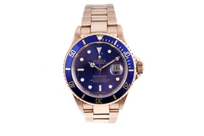 Lot 406 - Rolex Oyster Perpetual Date Submariner: an 18ct yellow gold cased automatic wristwatch