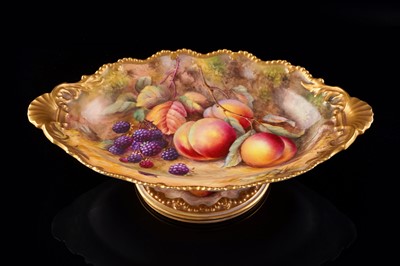 Lot 397 - A Royal Worcester fruit-painted dish by Tom Lockyer