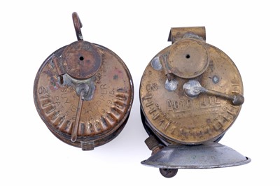Lot 243 - A collection of brass ‘Guys Dropper’ type carbide lamps
